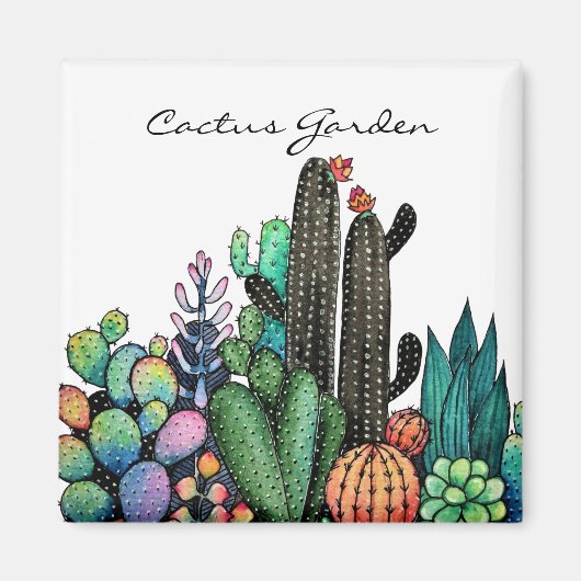 Niedlicher Kakteen Garden in Pot Magnet (Vorne)