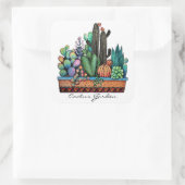 Niedlicher Kakteen Garden in Pot Quadratischer Aufkleber (Tasche)