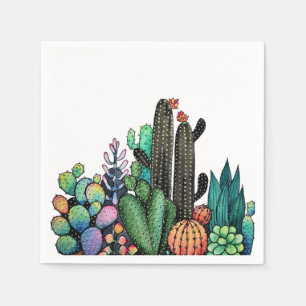 Niedlicher Kakteen Garden in Pot Serviette