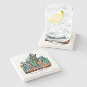 Niedlicher Kakteen Garden in Pot Steinuntersetzer (Seitenansicht)