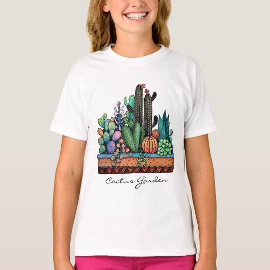 Niedlicher Kakteen Garden in Pot T-Shirt (Vorderseite)