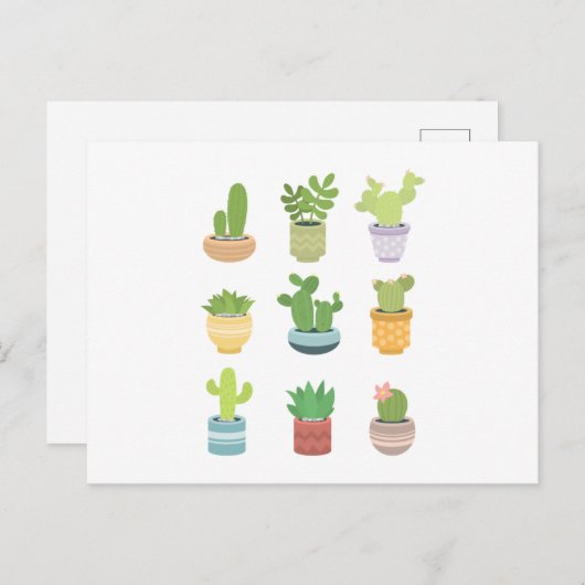 Niedlicher Kakti Postkarte (Vorne/Hinten)