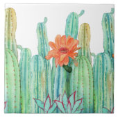 Niedlicher Kaktus botanischer Floral Fliese (Vorderseite)