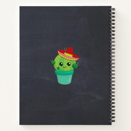 Niedlicher Kaktus in einem Sombrero auf schwarzer Notizblock (Rückseite)