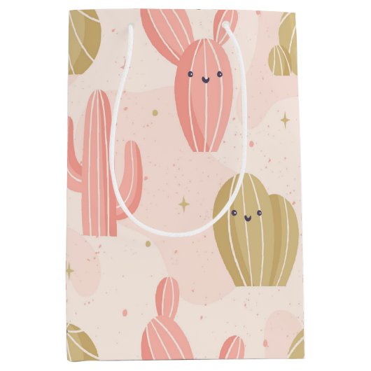 niedlicher Kaktus Mittlere Geschenktüte (Vorderseite)