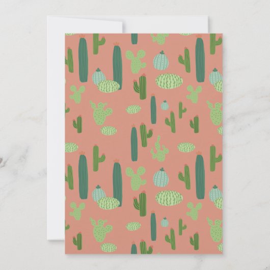 Niedlicher Kaktus Peach & Green Geburtstag Einladung (Rückseite)