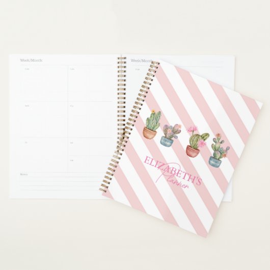 Niedlicher Kaktus rosa Streifen Planer (Anzeige)