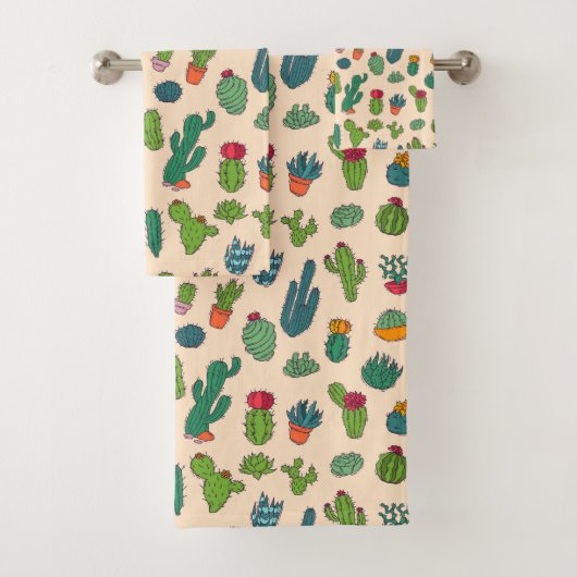 Niedlicher Kaktus-stehendes Muster Badhandtuch Set (Insitu)