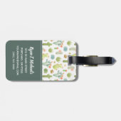 Niedlicher Kaktus-stehendes Muster des Monogramm-| Gepäckanhänger (Rückseite horizontal)