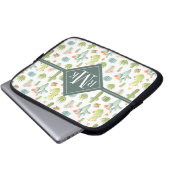 Niedlicher Kaktus-stehendes Muster des Monogramm-| Laptopschutzhülle (Vorne Knopf)