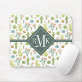 Niedlicher Kaktus-stehendes Muster des Monogramm-| Mousepad (Mit Mouse)