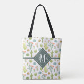 Niedlicher Kaktus-stehendes Muster des Monogramm-| Tasche (Rückseite)