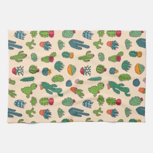 Niedlicher Kaktus-stehendes Muster Geschirrtuch (Horizontal)
