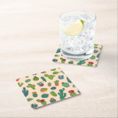 Niedlicher Kaktus-stehendes Muster Rechteckiger Pappuntersetzer (Vor Ort)