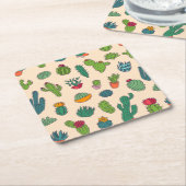 Niedlicher Kaktus-stehendes Muster Rechteckiger Pappuntersetzer (angewinkelt)