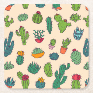 Niedlicher Kaktus-stehendes Muster Rechteckiger Pappuntersetzer