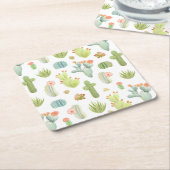 Niedlicher Kaktus-stehendes Muster Rechteckiger Pappuntersetzer (angewinkelt)