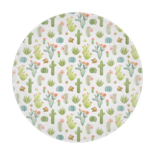 Niedlicher Kaktus-stehendes Muster Schneidebrett (Vorderseite)