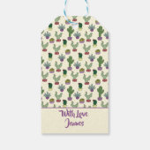 Niedlicher Kaktus Sukkulente Pflanze Happy Birthda Geschenkanhänger (Rückseite)