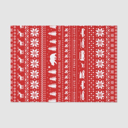 Niedlicher kalifornischer Weihnachtsurlaub Rot und Seidenpapier (Vorderseite)