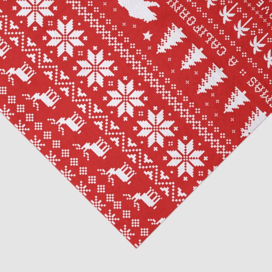 Niedlicher kalifornischer Weihnachtsurlaub Rot und Seidenpapier (Ausschnitt)