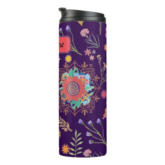 Niedlicher kalssischer Personalisierter floraler T Thermosbecher (Nach rechts gedreht)