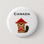 Niedlicher kanadischer Biber mit Ahornleder Button (Vorderseite)