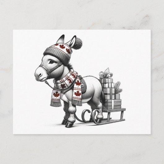 Niedlicher kanadischer WeihnachtsDonkey Postkarte (Vorderseite)