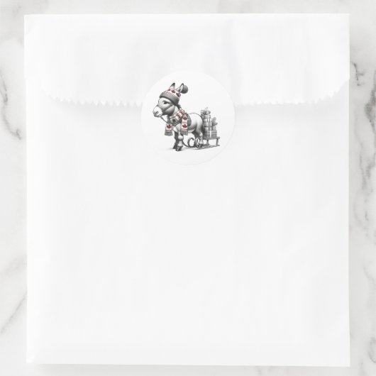 Niedlicher kanadischer WeihnachtsDonkey Runder Aufkleber (Tasche)