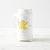 Niedlicher Kanarienvogel-Cartoon Bierglas (Vorderseite Links)