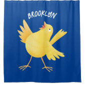 Niedlicher Kanarienvogel-Cartoon Duschvorhang (Vorderseite)