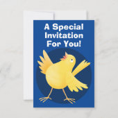 Niedlicher Kanarienvogel-Cartoon Einladung (Rückseite)