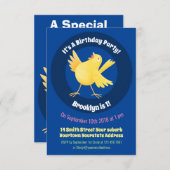 Niedlicher Kanarienvogel-Cartoon Einladung (Vorne/Hinten)