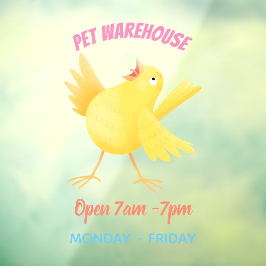 Niedlicher Kanarienvogel-Cartoon Fensteraufkleber (Blatt 3)