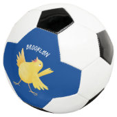 Niedlicher Kanarienvogel-Cartoon Fußball (Dreiviertel)