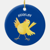 Niedlicher Kanarienvogel-Cartoon Keramik Ornament (Hinten)