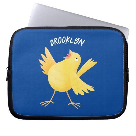 Niedlicher Kanarienvogel-Cartoon Laptopschutzhülle (Vorderseite)