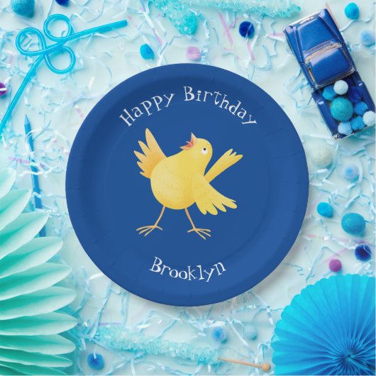 Niedlicher Kanarienvogel-Cartoon Pappteller (Party)