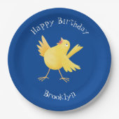 Niedlicher Kanarienvogel-Cartoon Pappteller (Vorderseite)