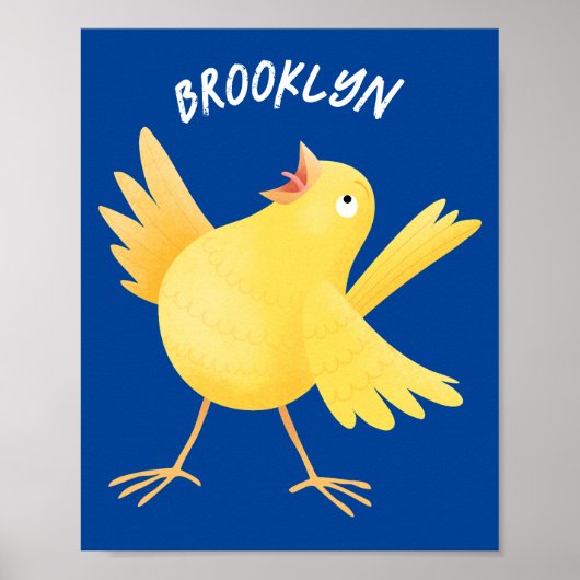 Niedlicher Kanarienvogel-Cartoon Poster (Vorne)