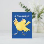 Niedlicher Kanarienvogel-Cartoon Postkarte (Stehend Vorderseite)