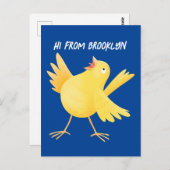 Niedlicher Kanarienvogel-Cartoon Postkarte (Vorne/Hinten)