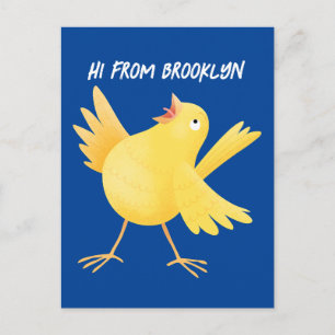 Niedlicher Kanarienvogel-Cartoon Postkarte