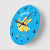Niedlicher Kanarienvogel-Cartoon Runde Wanduhr (Winkel)