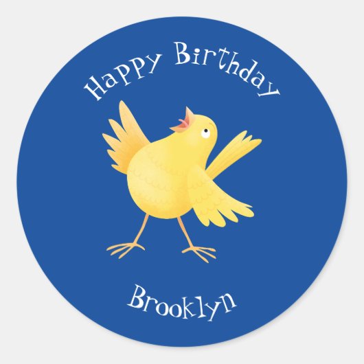 Niedlicher Kanarienvogel-Cartoon Runder Aufkleber (Vorderseite)