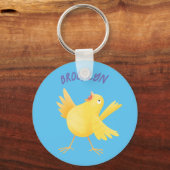 Niedlicher Kanarienvogel-Cartoon Schlüsselanhänger (Vorderseite)