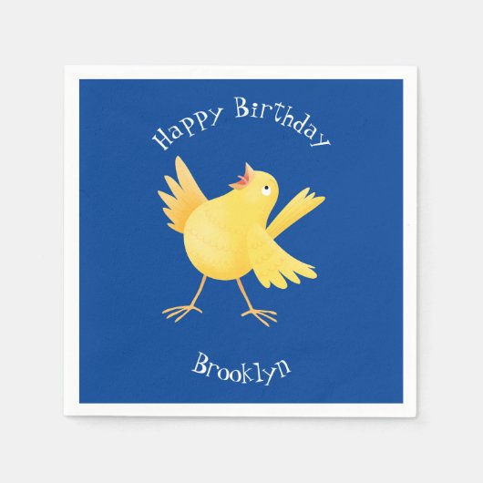 Niedlicher Kanarienvogel-Cartoon Serviette (Vorderseite)