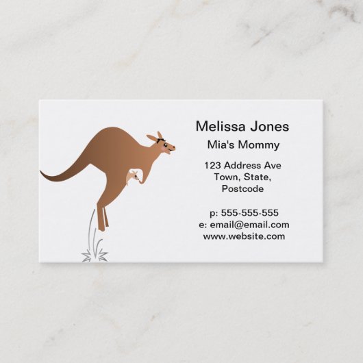 Niedlicher Känguru mit Baby im Beutel Telefonnummerkarte (Vorderseite)
