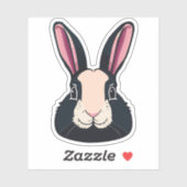 Niedlicher Kaninchen-Cartoon Aufkleber (Blatt)