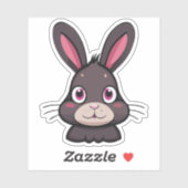 Niedlicher Kaninchen-Cartoon Aufkleber (Blatt)